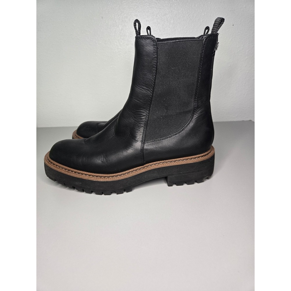 Sam Edelman Black Leather Chelsea Boots with Brown Welt